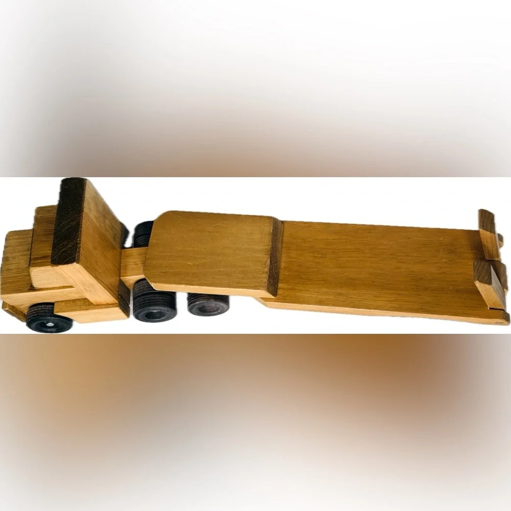 Vintage Hand Made Wooden Truck and Trailer